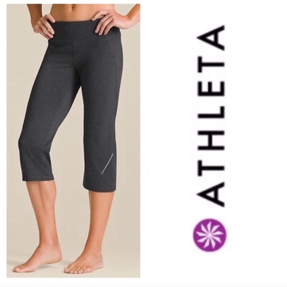 Athleta Grey Power Kick Capri w/ Back Zip Pocket - Picture 1 of 7